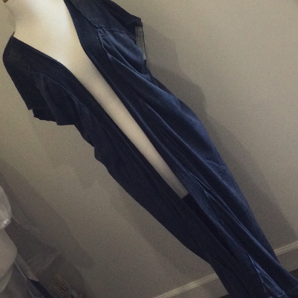 Up-cycled navy blue caftan duster